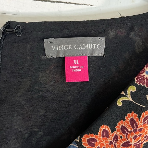 Vince Camuto Black Floral Long Sleeve Dress - Picture 2 of 6